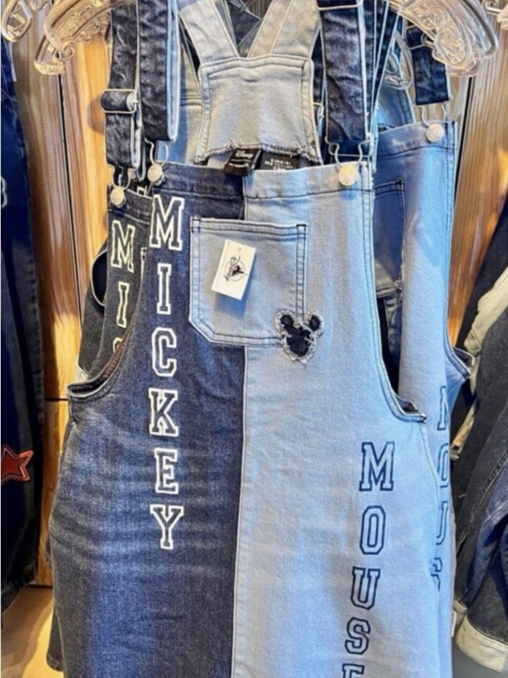 Disney Light Wash Denim Jean Dress - Two Tone Light Blue/Dark Denim Mickey Mouse
